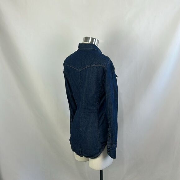 Rag and Bone Dark Denim Snap Front Blouse - Picture 6 of 6